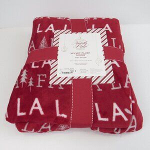 North Pole Trading Co. Velvet Plush Throw FA LA LA LA LA Christmas Holiday
